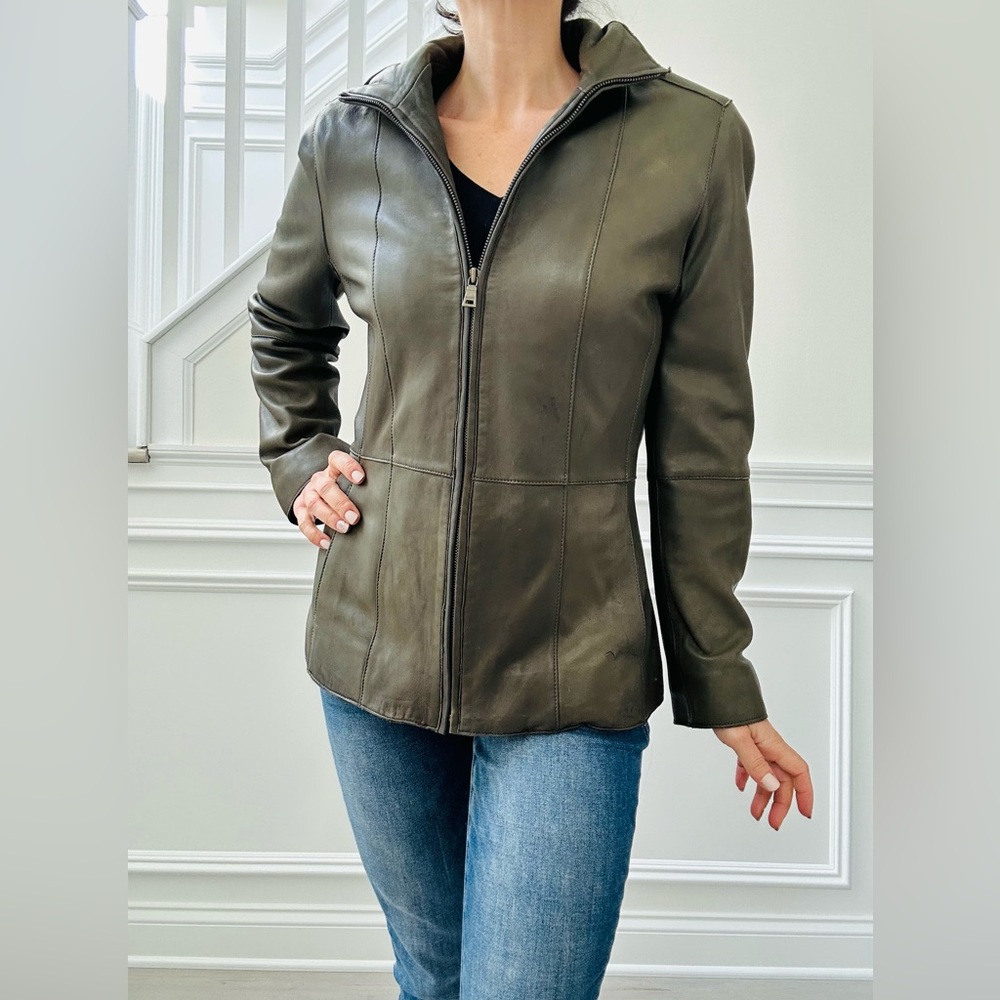 Andrew Marc Women's Hunter Green Leather Jacket